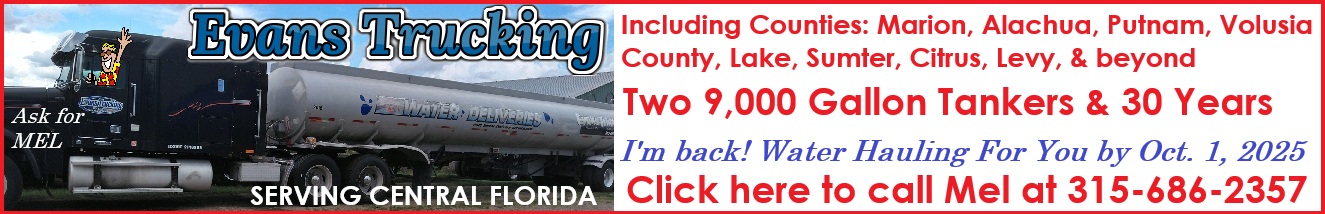 Evans Trucking Bulk Water Pool Tanker Delivery Central Florida FL